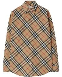 Burberry - Check Cotton Poplin Long-Sleeved Shirt, Brand Size 6 Us - Lyst