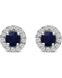 Haus of Brilliance - 10K 3.25Mm X 3.25Mm Round Sapphire And 1/10 Cttw Diamond Halo Stud Earrings - Lyst