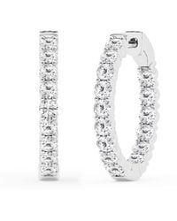 Brilliant Diamond - 2.00 Carat Round Lab Grown Inside Out Diamond Hoop Earrings - Lyst