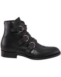 Roberto Cavalli - Leather Buckled Ankle Boots, Brand Size 40 Us - Lyst