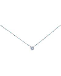 Haus of Brilliance - Sterling Bezel Set Light Aquamarine And Enamel Bead Chain Necklace - Lyst