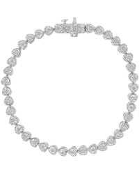 Haus of Brilliance - .925 Sterling Silver 1.0 Cttw Miracle Set Diamond Heart-link 7'' Tennis Bracelet - Lyst