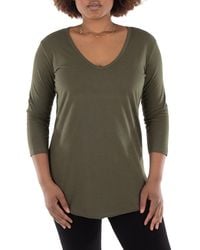 The Good Tee - 3/4 Sleeve V-Neck Tunic Top - Lyst