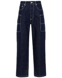KENZO - Logo-Patch Wide Leg Denim Pants - Lyst