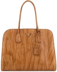 Prada - Orange Leather Shopping Bag - Lyst