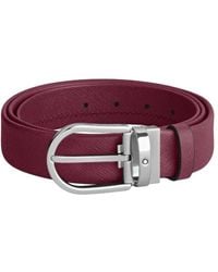 Montblanc - Saffiano-Embossed Leather Horseshoe Buckle Belt - Lyst