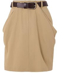 Loewe - Belted Draped Cotton Skirt, Brand Size 36 Us - Lyst