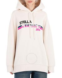 Stella McCartney - Cream Moto Logo-print Hoodie - Lyst