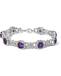 Haus of Brilliance - Cushion-Cut Amethyst & Diamond Vintage Halo Link Bracelet - Lyst