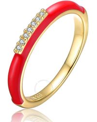 Rachel Glauber - Young Adults/teens 14k Yellow Gold Plated With Cubic Zirconia Enamel Slim Stacking B - Lyst