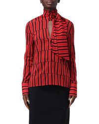 Ferragamo - Stripe Print Long-Sleeved Blouse, Brand Size 46 Us - Lyst