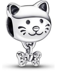 PANDORA - Pet Cat & Bow Charm - Lyst