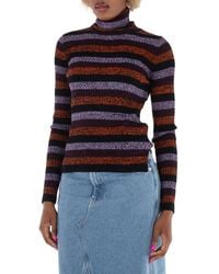 Ganni - Merino-Rib Open Back Sprayed Highneck Jumper - Lyst