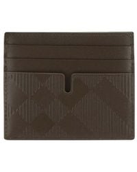 Burberry - Check Pattern Leather Card Case - Lyst