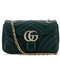 Gucci - Dark Nappa Leather Small Gg Marmont Shoulder Bag - Lyst