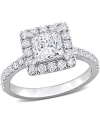 Created Forever - 2 Ct Tw Princess & Round Lab Created Diamond With Tsavorite Accent Halo Engagement Ring - Lyst