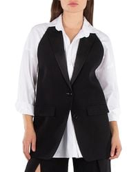 Burberry - Wool Tailored Blazer Vest With Satin Peak Lapels, Brand Size 14 (Us - Lyst