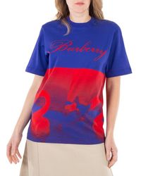 Burberry - Swan-Print Crew Neck T-Shirt - Lyst