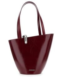 Jacquemus - Le Bambola Moyen Bordeaux Shoulder Bag With Front Metal Ring Closure And Embossed Logo Lettering On The Front - Lyst