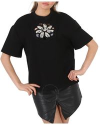 Area - Mussel Flower Embellished Cutout Jersey T-shirt - Lyst