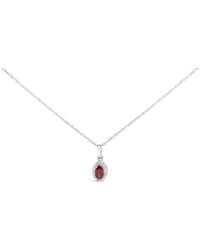 Haus of Brilliance - 10K 5X3Mm Garnet And Diamond Accent Halo Oval Shape Pendant Necklace - Lyst