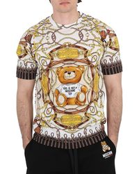 Moschino - Chain-link Military Teddy Print Regular Cotton T-shirt - Lyst