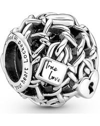 PANDORA - Openwork Chain Link Padlock Charm - Lyst