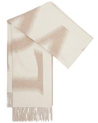 Loewe - Wool- Cashmere Logo Detailed Fringed Scarf - Lyst