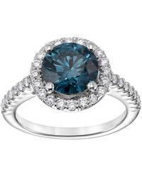 Brilliant Diamond - 2.75 Carat 14K Round Cut Lab Grown Diamond Halo Engagement Ring For - Color/Clarity-G+Vs - Lyst