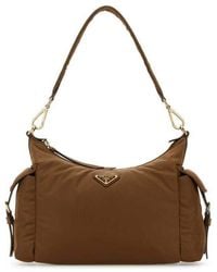 Prada - Camel Re-Nylon Shoulder Bag Brandy Poliammidericiclata-Vitello Borse A Mano - Lyst