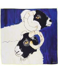 Burberry - Ram Graphic-Print Silk Scarf - Lyst