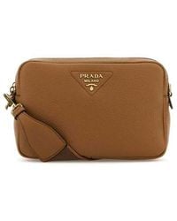 Prada - Caramel Leather Crossbody Bag 0 1 N + Oro Borse A Tracolla - Lyst