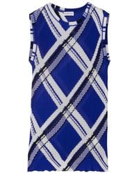 Burberry - Check Jacquard-Knitted Silk Vest - Lyst