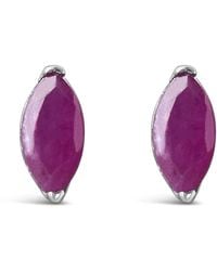 Haus of Brilliance - 925 Sterling 1/2 Cttw Created Ruby Gemstone Solitaire Stud Earrings - Lyst
