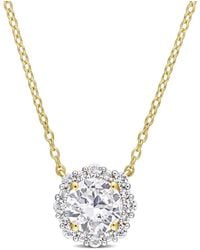 Amour - 1 7/8 Ct Tgw Created Sapphire Halo Necklace - Lyst
