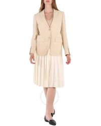 Burberry - Pleated Panel Wool Silk Linen Tailored Jacket - Lyst