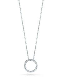 Roberto Coin - 18k White Gold Diamond Open Circle Pendant Necklace - Lyst