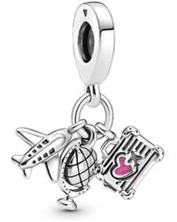 PANDORA - Airplane, Globe & Suitcase Dangle Charm - Lyst