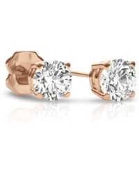 Tresorra - 14K Rose Round Cut Earth Mined Diamond Stud Earrings - Lyst