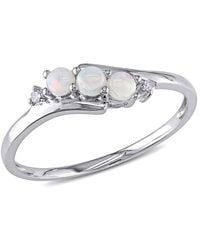 Amour - Diamond And Opal 3-Stone Ring - Lyst