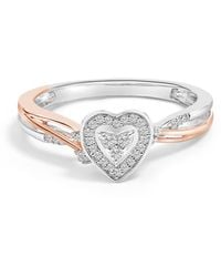 Haus of Brilliance - 14K Rose Plated Sterling 1/10 Cttw Diamond Heart Motif Ring - Lyst