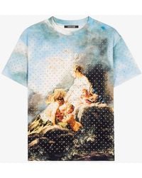 Roberto Cavalli - Graphic-Print Short-Sleeve Cotton T-Shirt, Brand Size 40 Us - Lyst