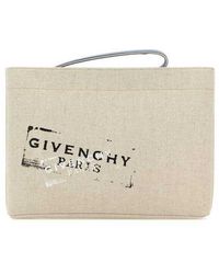 Givenchy - Sand Canvas Clutch Beigeblack - Lyst
