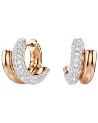 Swarovski - Dextera Rose-Tone Plated Hoop Earrings - Lyst