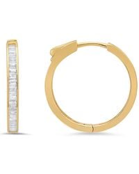 Kylie Harper - 14K Over 25Mm Diamond Lock Baguette-Cut Cz Hoop Earrings - Lyst