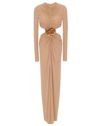 Saint Laurent - Crepe Jersey Long Cut-Out Dress, Brand Size 36 (Us - Lyst