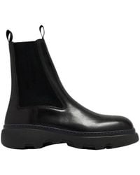 Burberry - Creeper Leather Chelsea Boots, Brand Size 39 Us - Lyst