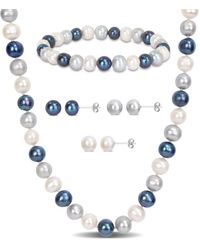 Amour - 7.5-8Mm Multi-Color Freshwater Cultured Pearl 5-Piece Set Of Necklace Earrings & Bracelet - Lyst