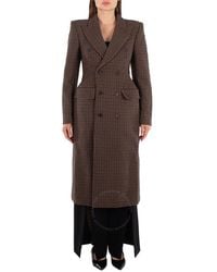 Balenciaga - Houndstooth Wool Double-Breasted Hourglass Coat, Brand Size 34 (Us - Lyst
