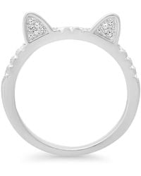 Kylie Harper - Sterling Kitty Cat Cz Band Ring - Lyst